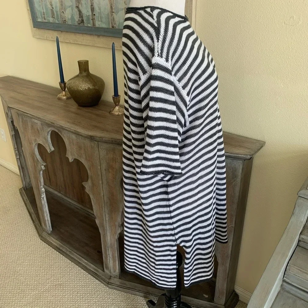 New Eileen Fisher Striped Organic Linen Tunic Graphite White NWT Casual - Picture 5 of 9